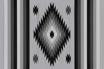 Ethnic fabric pattern. Black, gray, white. Geometric design for textiles and clothing. Blankets, rugs, decorative fabrics. Vector illustration.