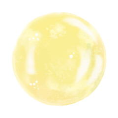 Yellow soap bubble painted in watercolor on a white background. Vector illustration