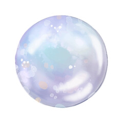 Blue soap bubble painted in watercolor on a white background. Vector illustration