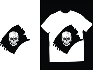 a black t - shirt with a skull on it is displayed.