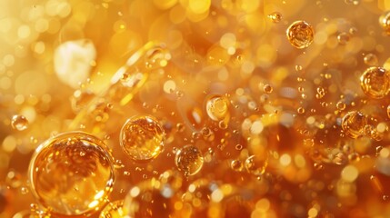 Effervescing amber liquid