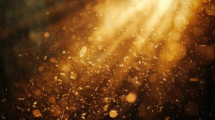 Pollen swirling in a beam of light entering a dark room, capturing seasonal allergies