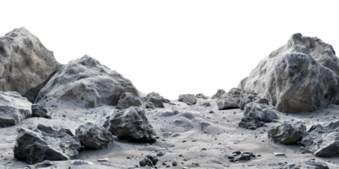 Asteroid landscape isolated on transparent background