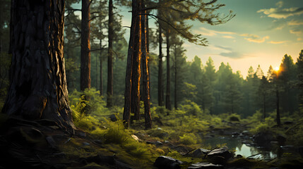 Green Forest Background - obrazy, fototapety, plakaty