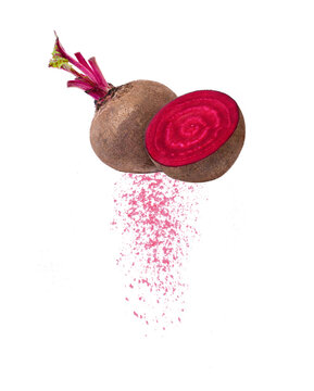 Beetroot (beet root)  powder on white background