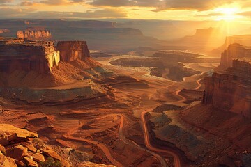 Landscape view of canyon shot during dusk  - obrazy, fototapety, plakaty