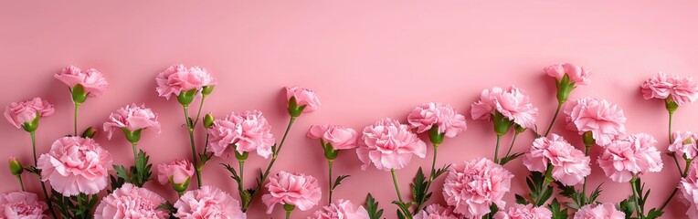 Carnation Blooms: A Top View of Pink Flowers for Mother's Day