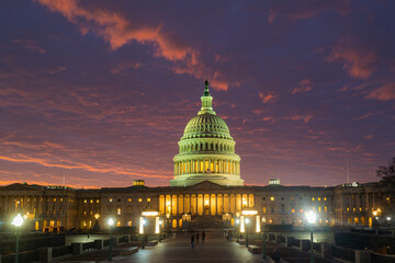 US congress. Capitol building in Washington DC at night.