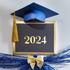  White background with a blank graduation invitation with the year 2024 along the top