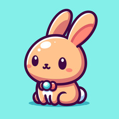 Endearing Rabbit Character, Bold Outline Illustration