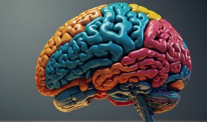 concept of a human brain full with creativity, shows multiple colors and action generative ai - obrazy, fototapety, plakaty