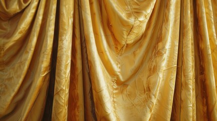 the sumptuous embrace of a golden velvet curtain, its soft folds whispering secrets of grandeur and majesty.