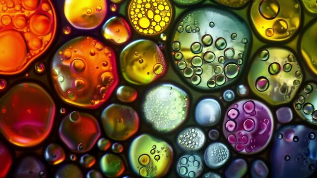 A of algae cells magnified to show the individual pigments within each cell creating a mesmerizing kaleidoscope of colors. . AI generation.
