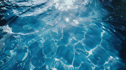 Sparkling water in a swimming pool, captured from above on a beautiful summer day.
