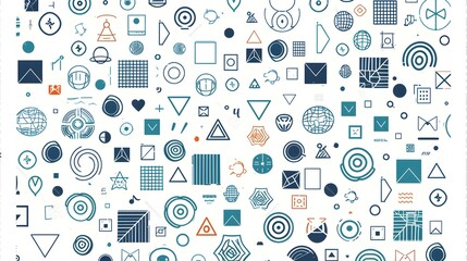 Teal and Navy Geometric Shape Icons Wallpaper Background