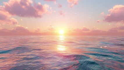 peaceful dawn a beautiful sunrise scene with a calm ocean. seamless looping overlay 4k virtual video animation background