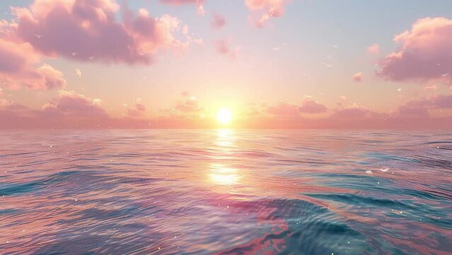 peaceful dawn a beautiful sunrise scene with a calm ocean. seamless looping overlay 4k virtual video animation background
