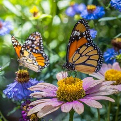 Fototapeta premium Mariposa monarca sobre flor 2