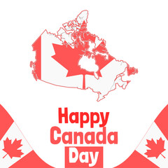 Happy canada day social media template with canada maple flag leaf vector