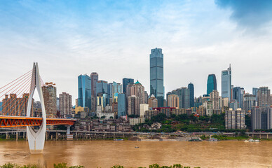 Fototapeta na wymiar The city center of Chongqing, China is densely populated with high-rise buildings, which are very developed