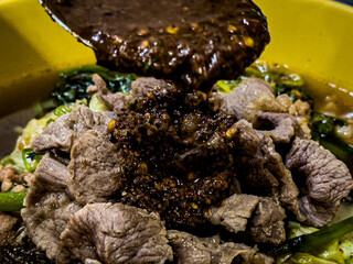 grilled steak with vegetables