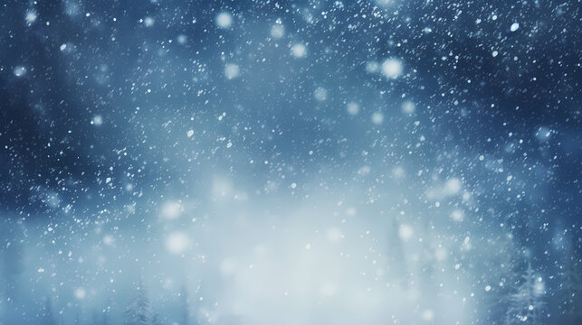 Winter scene,snowfall on blurred background
