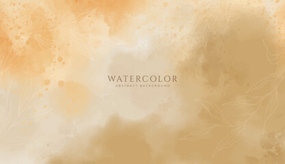 Abstract horizontal watercolor background. Neutral light colored empty space background illustration