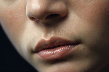 Fototapeta premium Close-up photo of a young woman's nose and mouth