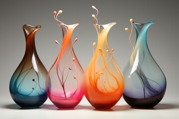 Hand-blown beautiful and attractive glass vases - obrazy, fototapety, plakaty