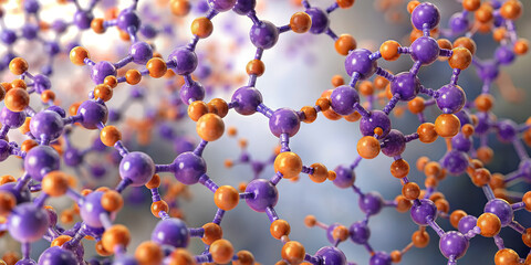 Lilac and orange molecules bonded together.