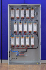 Electrical switchboard with automation and protection modules.