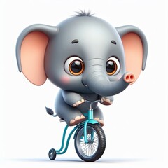 Elephant riding a bicycle, poster for kids