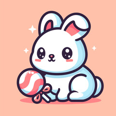 Vibrant Rabbit Design, Bold Outline Vector