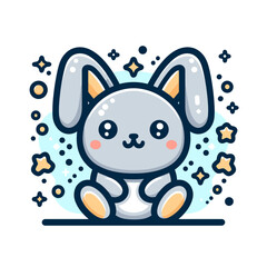 Dynamic Bunny Artwork, Bold Outline Illustration