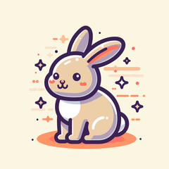 Lovable Bunny Design, Bold Stroke Vector