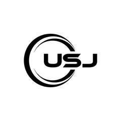 USJ letter logo design with white background in illustrator, cube logo, vector logo, modern alphabet font overlap style. calligraphy designs for logo, Poster, Invitation, etc.