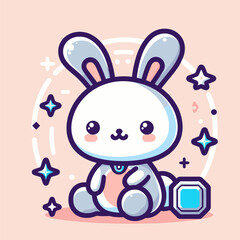 Endearing Rabbit Character, Vivid Outline Illustration