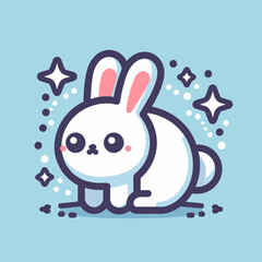 Vivid Rabbit Vector, Striking Outline Design