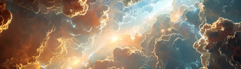 Ethereal Skies : The Celestial Dance of Light and Color - obrazy, fototapety, plakaty