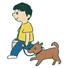 犬の散歩をする男性