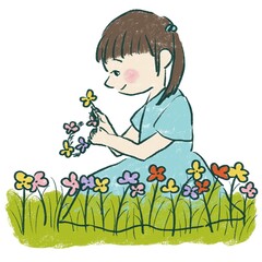 花冠を作る女性