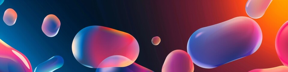 Colorful translucent spheres and shapes on gradient background. Soft, pastel-colored spheres with varying opacity overlap on a smooth blue to pink gradient backdrop, creating a dreamy, ethereal vibe - obrazy, fototapety, plakaty