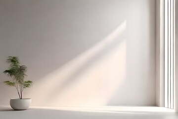 abstract white background for product presentation.  light from windows on wall., Minimal abstract white background for product presentation. 