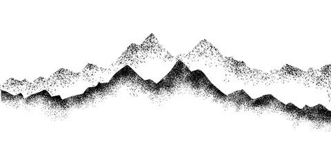 Spray Painted Graffiti mountain icon Sprayed isolated with a white background. graffiti volcano with over spray in black over white.