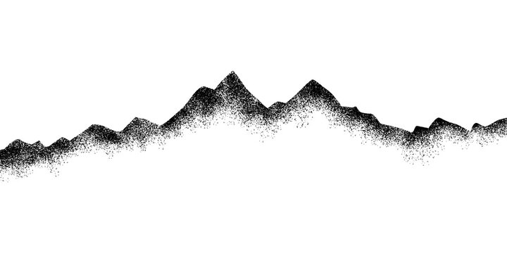 Spray Painted Graffiti mountain icon Sprayed isolated with a white background. graffiti volcano with over spray in black over white.