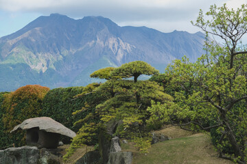 Sengan-en Japanese garden with former Shimazu clan residence in Kagoshima Prefecture, Japan. Place...