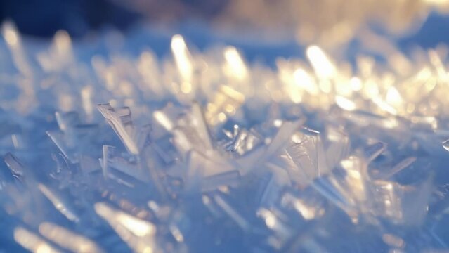 The sharp jagged edges of the ice crystals glint dangerously in the dim sunlight appearing almost like weapons ready to strike.