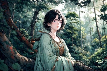 Woman in a forest , 숲 속의 여인