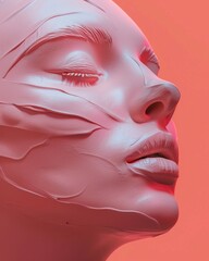 Serene 3D clay mask packaging, minimalist aesthetic, with crisp detailing and professional color work , 3D minimalist