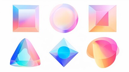 Colorful translucent spheres and shapes on gradient background. Soft, pastel-colored spheres with varying opacity overlap on a smooth blue to pink gradient backdrop, creating a dreamy, ethereal vibe